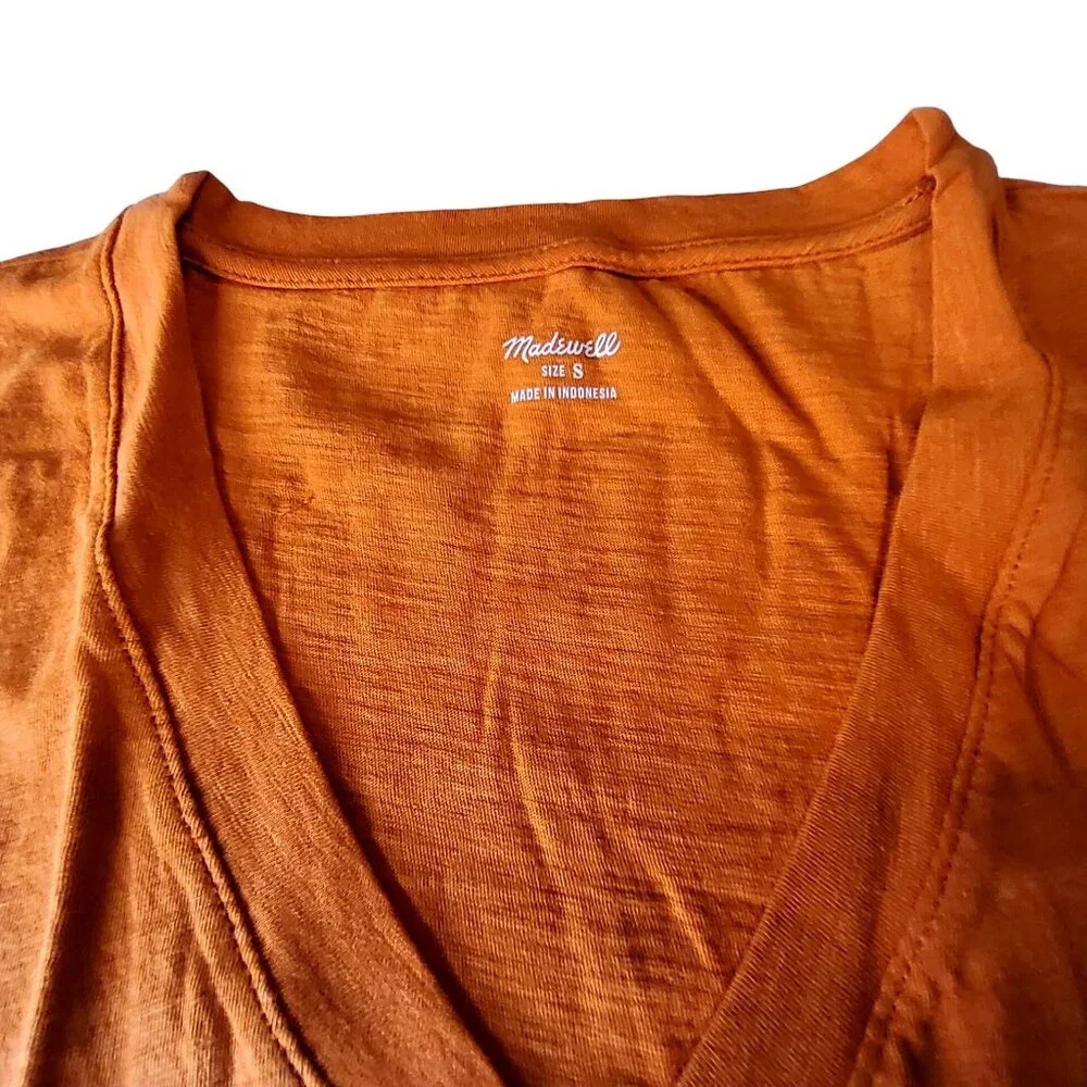 Madewell Womens V-Neck Short Sleeve T-Shirt Orange Size S Lightweight - Picture 5 of 9